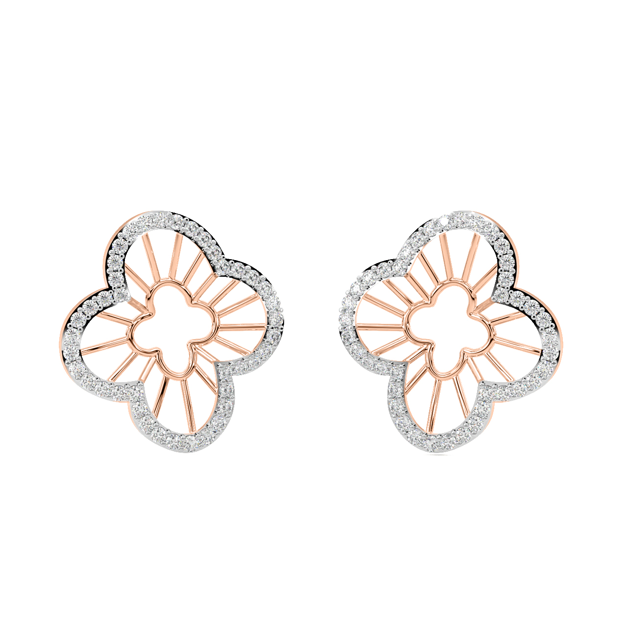 Lotus Diamond Stud Earrings